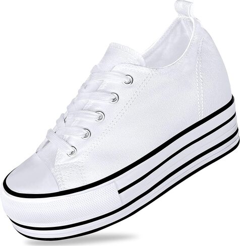 REFRASE LIFE Womens Platform Sneakers with Wedge 3 Inches Height Boost Hidden Heel Shoes, Casual Height Increase Walking Fashion Shoes for Women and Girls in Saudi Arabia