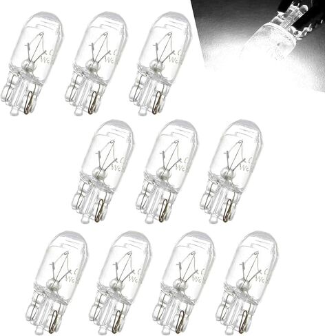 WZP 10PCS T10 Car Brake Lights, Clear T10 168 192 12V 5W Light Bulb, 1/4 Wedge Base, Car License Plate Side Marker Lights Signal Interior Tail Turn Brake (White Light) in Saudi Arabia