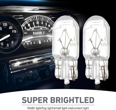 WZP 10PCS T10 Car Brake Lights, Clear T10 168 192 12V 5W Light Bulb, 1/4 Wedge Base, Car License Plate Side Marker Lights Signal Interior Tail Turn Brake (White Light) in Saudi Arabia