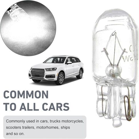 WZP 10PCS T10 Car Brake Lights, Clear T10 168 192 12V 5W Light Bulb, 1/4 Wedge Base, Car License Plate Side Marker Lights Signal Interior Tail Turn Brake (White Light) in Saudi Arabia