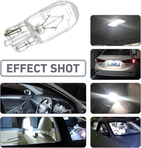 WZP 10PCS T10 Car Brake Lights, Clear T10 168 192 12V 5W Light Bulb, 1/4 Wedge Base, Car License Plate Side Marker Lights Signal Interior Tail Turn Brake (White Light) in Saudi Arabia