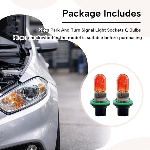 2Pcs Park and Turn Signal Light Sockets & Bulbs Kit Fit for Dodge Dart 2013 2014 2015 2016 7442NA Amber 12V 5W/21W Replacement 68186725AB L07442NALL Turn Signal Lamp Holder and Bulb Set in Kuwait