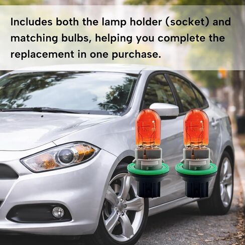 2Pcs Park and Turn Signal Light Sockets & Bulbs Kit Fit for Dodge Dart 2013 2014 2015 2016 7442NA Amber 12V 5W/21W Replacement 68186725AB L07442NALL Turn Signal Lamp Holder and Bulb Set in Kuwait