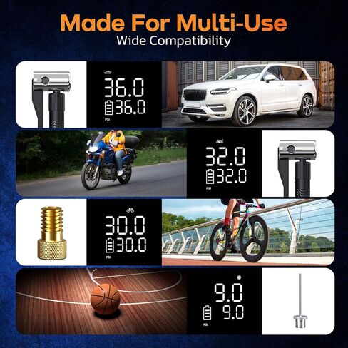 Portable Tire Inflator Air Compressor 150 PSI - Digital Gauge Auto Shut-Off LED Light for Car SUV Motorcycle Bike Balls - Fast 12V DC Pump w/ 10ft Cord (Big Star Trading) in Saudi Arabia