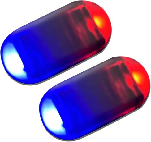2 حزمة من مصابيح تحذير الدمية الشمسية المقلدة، مصباح LED صغير مضاد للسرقة، أحمر وأزرق، إنذار وامض لأمن السيارة، مصباح إنذار مزيف، ضوء ستروب داخلي للسيارات في حالات الطوارئ للقيادة الليلية للسيارة والدراجة in Saudi Arabia