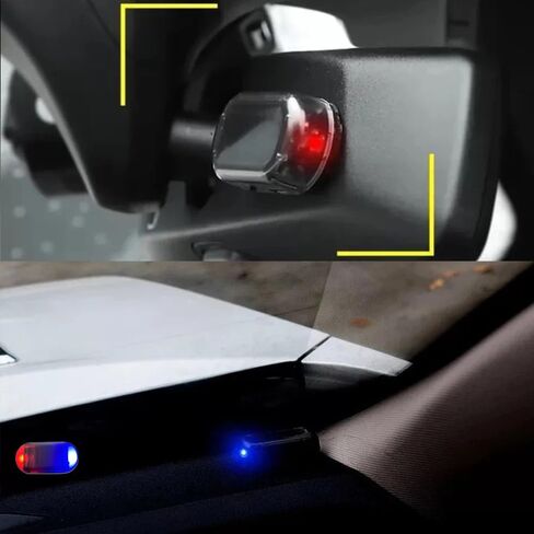 2 حزمة من مصابيح تحذير الدمية الشمسية المقلدة، مصباح LED صغير مضاد للسرقة، أحمر وأزرق، إنذار وامض لأمن السيارة، مصباح إنذار مزيف، ضوء ستروب داخلي للسيارات في حالات الطوارئ للقيادة الليلية للسيارة والدراجة in Saudi Arabia