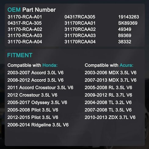 31170RCAA01 مجموعة شداد الحزام مع بكرة لـ Acura MDX 2003-2013، RL 2005-2012، TL 2004-2008، ZDX 2010-2013، لـ Honda Accord 2003-2012، Odyssey 2005-2017، Ridgeline 2006-2014، كروس تور بايلوت in Saudi Arabia