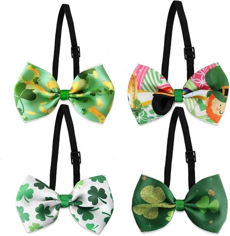 Adjustable St. Patrick’s Green Bow Tie for Men – Pre-Tied Clover Leaf Tie for Easter, Banquets, and Party Wear in Kuwait
