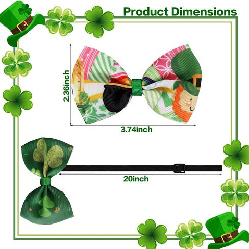 Adjustable St. Patrick’s Green Bow Tie for Men – Pre-Tied Clover Leaf Tie for Easter, Banquets, and Party Wear in Kuwait