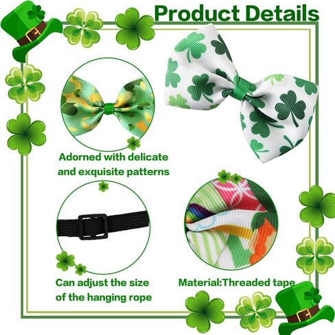Adjustable St. Patrick’s Green Bow Tie for Men – Pre-Tied Clover Leaf Tie for Easter, Banquets, and Party Wear in Kuwait