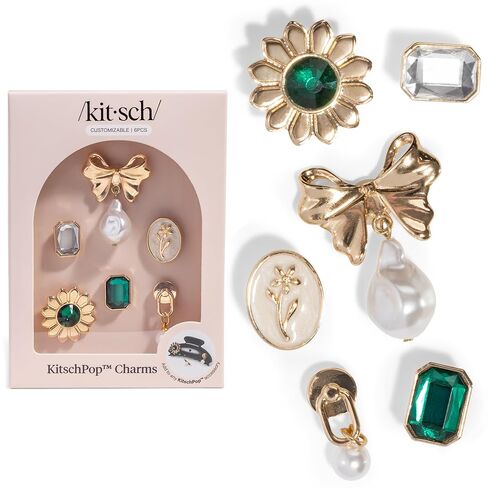KitschPop™Charm Sets – Interchangeable Charms For Hair Clips, Hair Brushes | Durable Assorted Cute Charms | Compatible with KitschPop™Hair Accessories - Coastal Cottage, 6pcs in Saudi Arabia