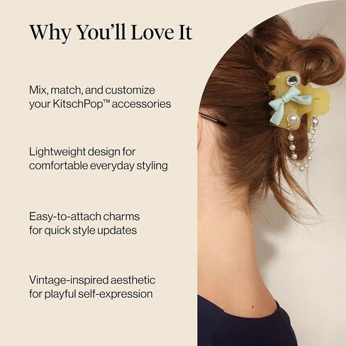 KitschPop™Charm Sets – Interchangeable Charms For Hair Clips, Hair Brushes | Durable Assorted Cute Charms | Compatible with KitschPop™Hair Accessories - Coastal Cottage, 6pcs in Saudi Arabia