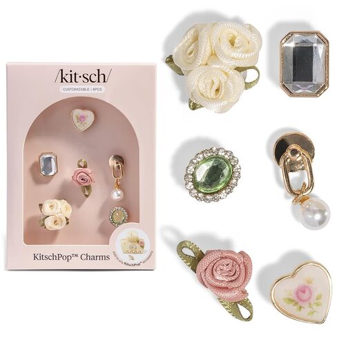 KitschPop™Charm Sets – Interchangeable Charms For Hair Clips, Hair Brushes | Durable Assorted Cute Charms | Compatible with KitschPop™Hair Accessories - Coastal Cottage, 6pcs in Saudi Arabia