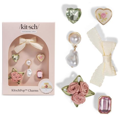 KitschPop™Charm Sets – Interchangeable Charms For Hair Clips, Hair Brushes | Durable Assorted Cute Charms | Compatible with KitschPop™Hair Accessories - Coastal Cottage, 6pcs in Saudi Arabia