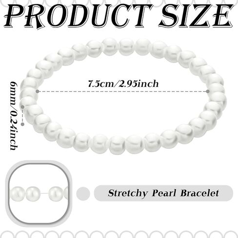 Glenmal Pearl Bracelets for Women Wedding Bridal Elastic Stretchy Faux Pearl Bracelets Stack Bulk Party Favors Jewelry Gifts in Saudi Arabia