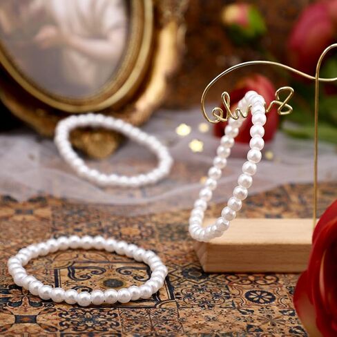 Glenmal Pearl Bracelets for Women Wedding Bridal Elastic Stretchy Faux Pearl Bracelets Stack Bulk Party Favors Jewelry Gifts in Saudi Arabia