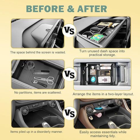 3PCS Center Console Organizer Set Compatible with 2024 2025 2026 Toyota Grand Highlander Accessories — Dashboard Organizer + Front Console Insert Divider + Armrest Storage Box, ABS Storage Tray in Saudi Arabia