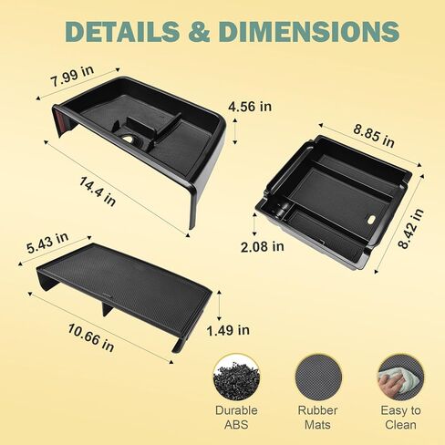 3PCS Center Console Organizer Set Compatible with 2024 2025 2026 Toyota Grand Highlander Accessories — Dashboard Organizer + Front Console Insert Divider + Armrest Storage Box, ABS Storage Tray in Saudi Arabia
