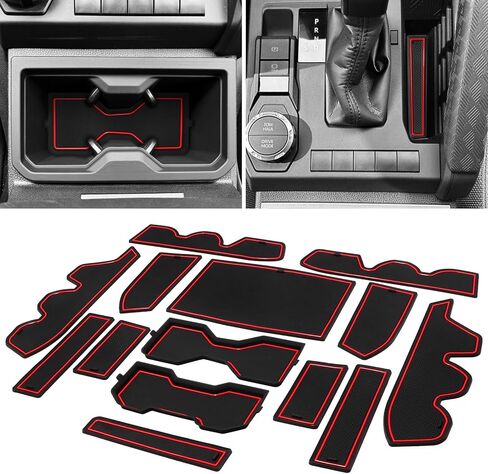3D Cup Holder Inserts for 2024 2025 2026 Toyota Tacoma(4th Gen) Double Cab Accessories Center Console Mat, Non-Slip Custom Door Pocket Liners (14pc, Red) in Saudi Arabia