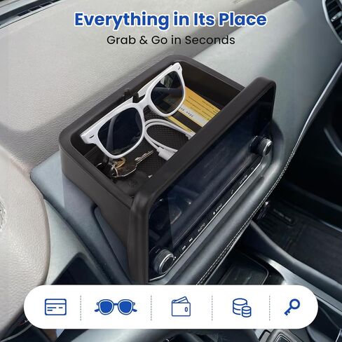 صينية تنظيم لوحة القيادة المركزية لسيارة Nissan Rogue S/SV 2021-2026، SL 2021-2023، Rock Creek 2023-2026 خلف صندوق تخزين الشاشة، تناسب فقط شاشة 8 بوصة، بلاستيك ABS أسود in Kuwait