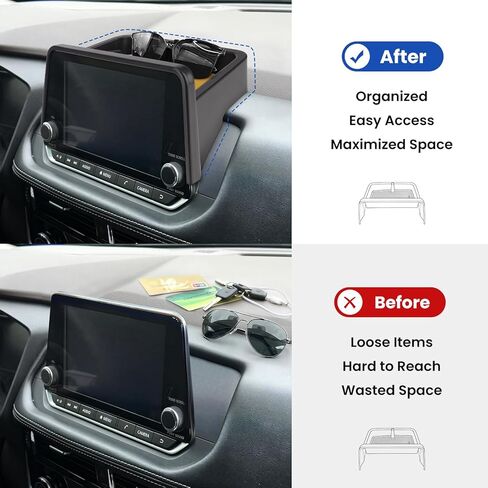 صينية تنظيم لوحة القيادة المركزية لسيارة Nissan Rogue S/SV 2021-2026، SL 2021-2023، Rock Creek 2023-2026 خلف صندوق تخزين الشاشة، تناسب فقط شاشة 8 بوصة، بلاستيك ABS أسود in Kuwait