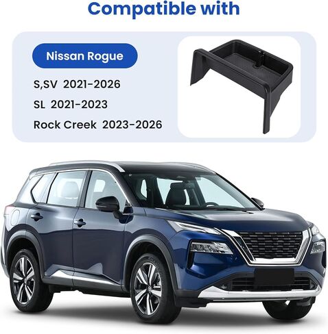 صينية تنظيم لوحة القيادة المركزية لسيارة Nissan Rogue S/SV 2021-2026، SL 2021-2023، Rock Creek 2023-2026 خلف صندوق تخزين الشاشة، تناسب فقط شاشة 8 بوصة، بلاستيك ABS أسود in Kuwait