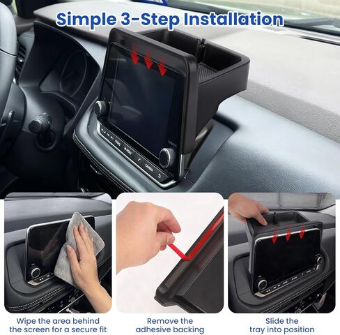 صينية تنظيم لوحة القيادة المركزية لسيارة Nissan Rogue S/SV 2021-2026، SL 2021-2023، Rock Creek 2023-2026 خلف صندوق تخزين الشاشة، تناسب فقط شاشة 8 بوصة، بلاستيك ABS أسود in Kuwait