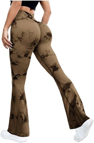 Set Women's Seamless Leggings High Waist Fitness Yoga Pants, Hip-Lifting Elastic Tights Flared Pants Large Size in Saudi Arabia