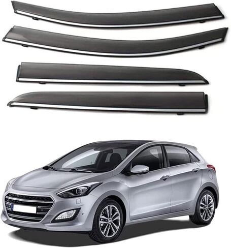 4 قطعة من منحرف الرياح الأمامي والخلفي للسيارة Hyundai I30 2010-2018 نوافذ الباب الجانبي منحرف الرياح والمطر وحارس الدخان ملحقات درع الرياح in Kuwait