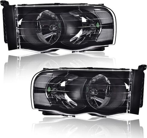 G-PLUS Headlights Assembly, Compatible with Dodge Ram 1500 2500 3500 2002 2003 2004 2005 Bumper Headlamps, Clear lens Chrome Housing Clear Reflector in Saudi Arabia