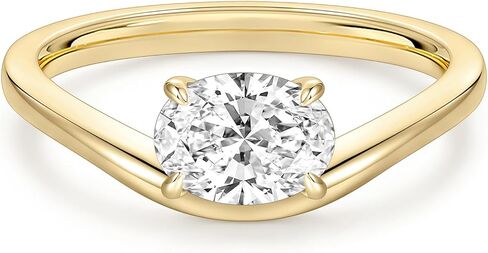 EAMTI 1.5CT 925 Sterling Silver Engagement Rings for Women Oval Cut CZ Bands Solitaire Cubic Zirconia Curved Wedding Promise Gold Rings for Her Size 4-10 in Saudi Arabia