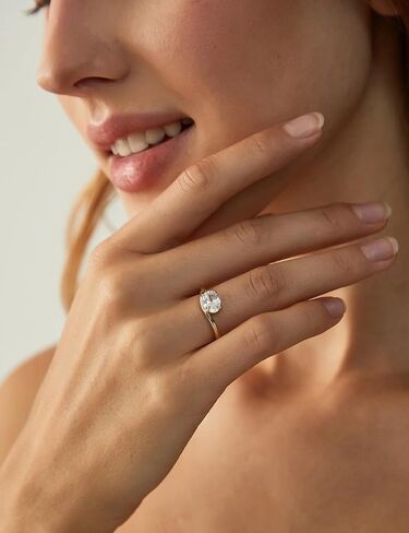 EAMTI 1.5CT 925 Sterling Silver Engagement Rings for Women Oval Cut CZ Bands Solitaire Cubic Zirconia Curved Wedding Promise Gold Rings for Her Size 4-10 in Saudi Arabia