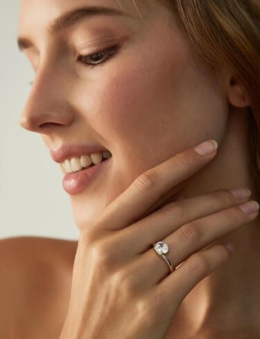 EAMTI 1.5CT 925 Sterling Silver Engagement Rings for Women Oval Cut CZ Bands Solitaire Cubic Zirconia Curved Wedding Promise Gold Rings for Her Size 4-10 in Saudi Arabia