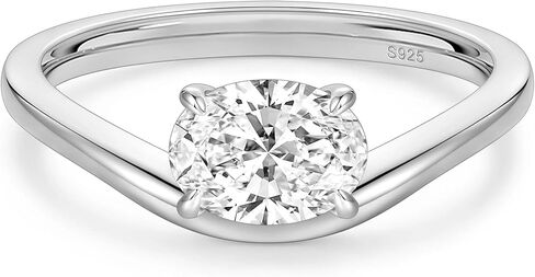 EAMTI 1.5CT 925 Sterling Silver Engagement Rings for Women Oval Cut CZ Bands Solitaire Cubic Zirconia Curved Wedding Promise Gold Rings for Her Size 4-10 in Saudi Arabia