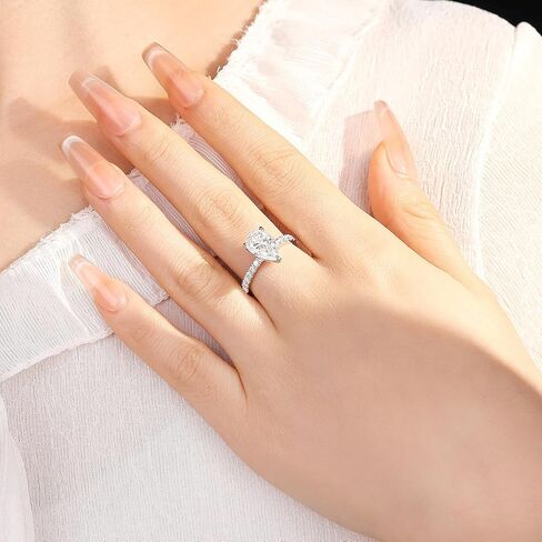 خاتم خطوبة مويسانيتي للنساء، 3.3 قيراط D اللون VVS1، 925 فضة استرلينية مع مطلية بالذهب الأبيض عيار 18 قيراط، خاتم وعد الذكرى السنوية لها، خاتم زفاف مع صندوق هدايا، شهادة in Kuwait