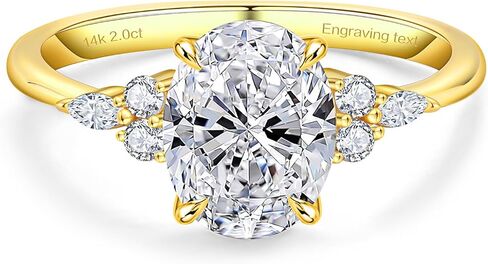 KRKCLIFE خواتم خطوبة مويسانيتي للنساء، مجوهرات أنيقة لعيد الحب 2 قيراط حقيقي 14 قيراط ذهب / 10 ك / S925 خاتم وعد زفاف لها، اسم مخصص خاتم مويسانيتي محفور، D لون VVS1 مقاس 5-8 in Kuwait