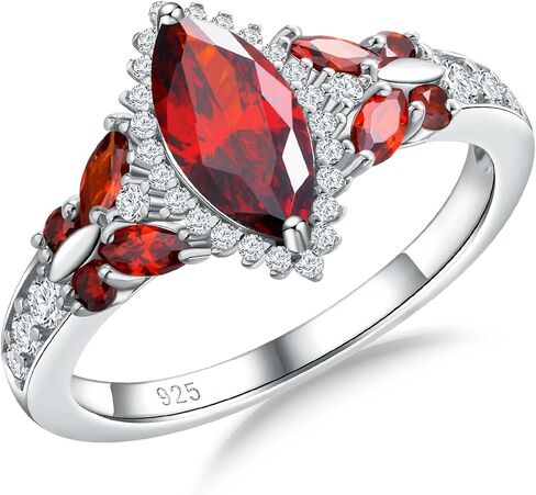 DAYBYDAY Birthstone Rings for Women, 925 Sterling Silver Marquise/Cushion Cut Sapphire/Emerald/Aquamarine Ring, Gemstone Engagement Promsie Rings for Her Size 6-10 in Saudi Arabia