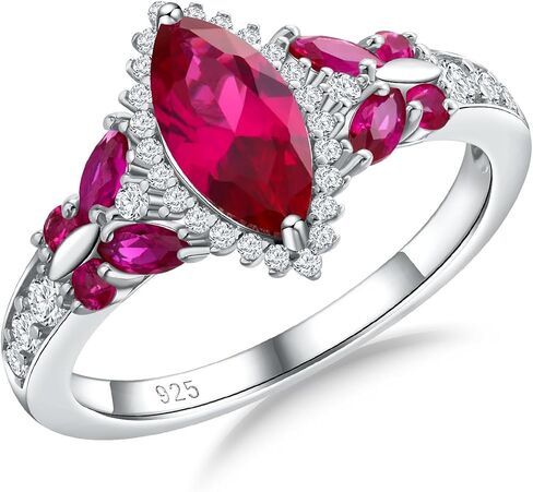 DAYBYDAY Birthstone Rings for Women, 925 Sterling Silver Marquise/Cushion Cut Sapphire/Emerald/Aquamarine Ring, Gemstone Engagement Promsie Rings for Her Size 6-10 in Saudi Arabia