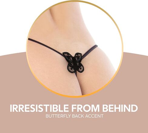 المرأة مايكرو ثونغ الفراشة سلسلة الظهر قابل للتعديل الجانبين X113 الأسود in Kuwait