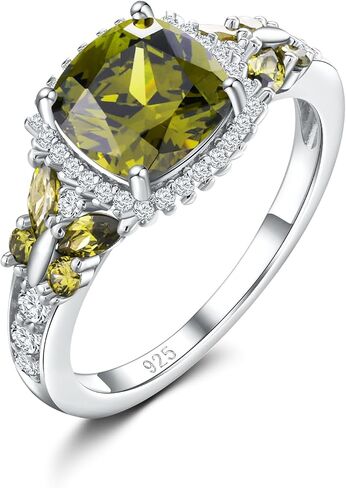 DAYBYDAY Birthstone Rings for Women, 925 Sterling Silver Marquise/Cushion Cut Sapphire/Emerald/Aquamarine Ring, Gemstone Engagement Promsie Rings for Her Size 6-10 in Saudi Arabia