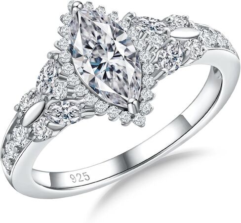 DAYBYDAY Birthstone Rings for Women, 925 Sterling Silver Marquise/Cushion Cut Sapphire/Emerald/Aquamarine Ring, Gemstone Engagement Promsie Rings for Her Size 6-10 in Saudi Arabia