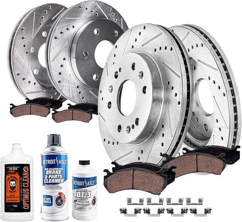 Detroit Axle - Brake Rotors for 2018-2022 Kia Stinger 2019-2023 Genesis G70 [with Brembo Brakes] Drilled and Slotted Disc Brake Rotors 2020 2021 Replacement : 13.78" inch Front and 13.39" inch Rear in Saudi Arabia