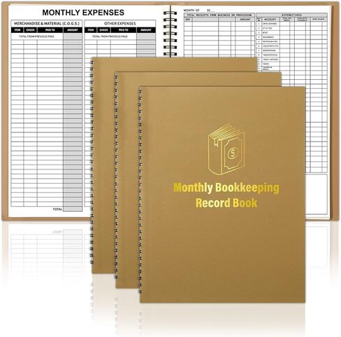 chiazllta Monthly Bookkeeping Record Book Undated Budget Book for Bookkeeping 8.5 x 11 Inch Spiral Bound Accounting Ledger Log for Small Business Net Profit Net Worth Payroll Budget Tracking(1 Pad) in Saudi Arabia