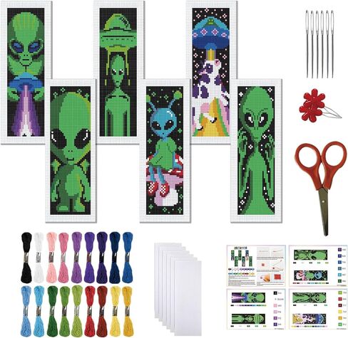 FREEBLOSS 6Pcs Cross Stitch Bookmark Kit for Adult Beginners Animal Pattern Stamped Cross Stitch Kits with Instructions Self-Adhesive Felt Embroidery Bookmark Kit for Starters Adults Gift 8x2.4'' in Saudi Arabia