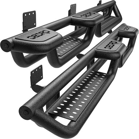 AUTOSAVER88 Wheel to Wheel Running Boards w/Two Raised Steps Compatible with 2019-2026 RAM 1500 Crew Cab, Two Stairs Side Steps Rail Drop Nerf Bars in Saudi Arabia