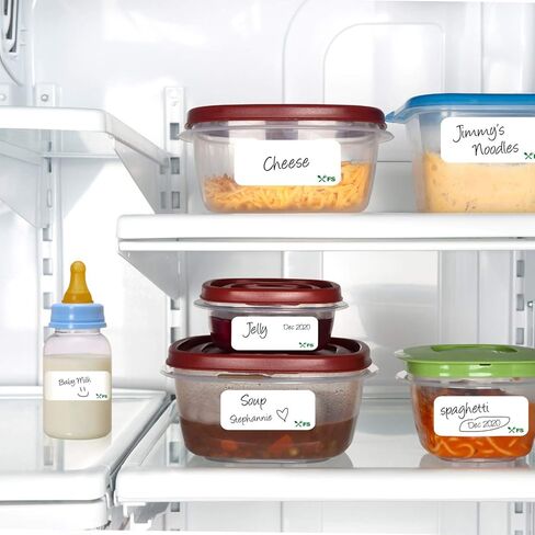 قابلة للذوبان عن طريق الغذاء الآمن - لا تترك أي بقايا لاصقة تذوب في الماء خلال 30 ثانية، مثالية للحاويات القابلة لإعادة الاستخدام - 500 ملصق لكل لفة in Kuwait