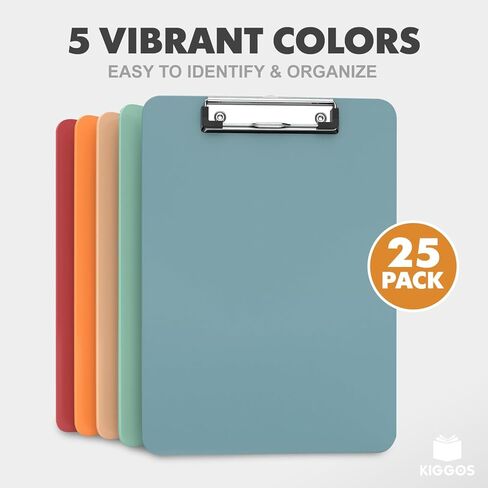 25-Pack Boho Color Clipboards Bulk Low Profile Lightweight & Durable Plastic Clipboard Set Holds 100 Sheets Classroom Office Teachers Students Kids & Home Organization Clip Boards in Kuwait