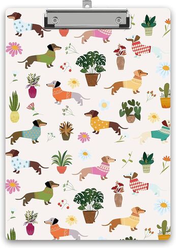 Dachshund Puppy Clipboard, Plant Wooden Clipboard with Low Profile Metal Clip, Clip Boards Gifts for Doctors Nurses Teachers Students Women Kids, Office School Supplies 9 x 12.5 in -A29 in Saudi Arabia