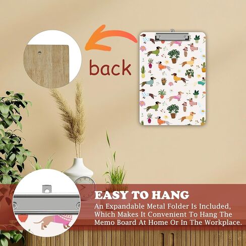 Dachshund Puppy Clipboard, Plant Wooden Clipboard with Low Profile Metal Clip, Clip Boards Gifts for Doctors Nurses Teachers Students Women Kids, Office School Supplies 9 x 12.5 in -A29 in Saudi Arabia