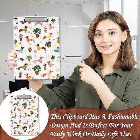 Dachshund Puppy Clipboard, Plant Wooden Clipboard with Low Profile Metal Clip, Clip Boards Gifts for Doctors Nurses Teachers Students Women Kids, Office School Supplies 9 x 12.5 in -A29 in Saudi Arabia